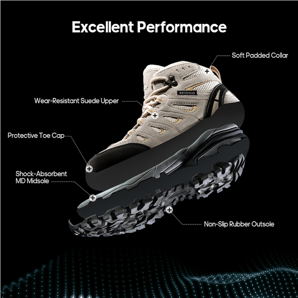 [Seeker] Women's Waterproof Hiking Boots - TAUPE - 8
